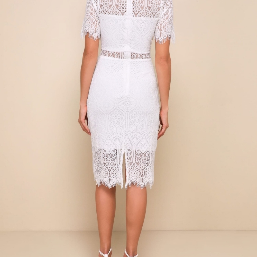 Lace Ivory Midi Dress - Picture 10 of 11
